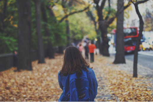 student transition to middle school girl with backpack